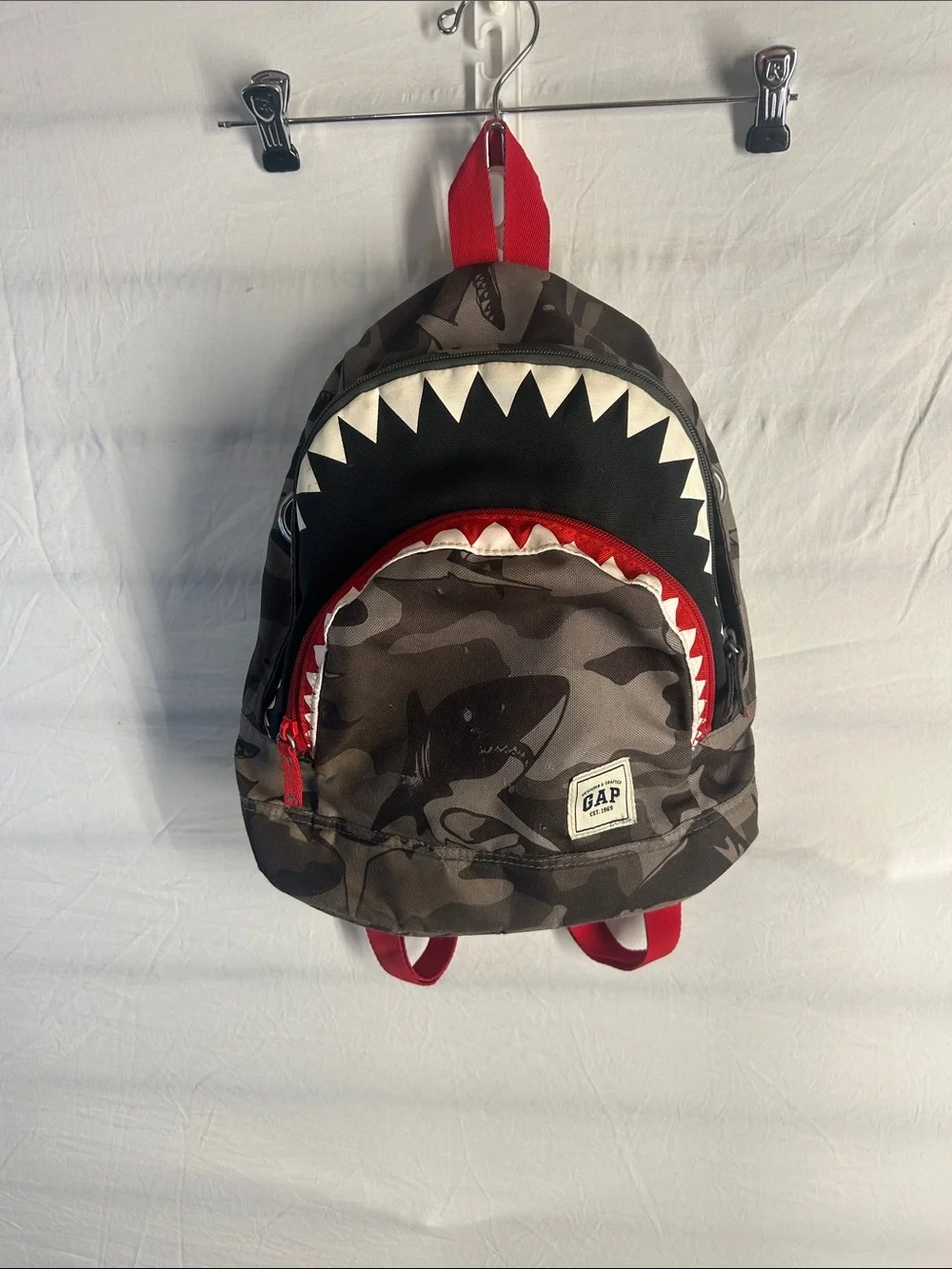 GAP Camo Shark Backpack with Red Accents